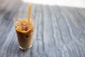 iced coffee milk latte with ice on cool fresh sweet beverage in summer season Royalty Free Stock Photo