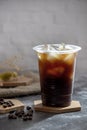 Iced coffee in plastic cup for menu