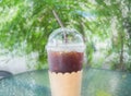 Iced Coffee in plastic glass Royalty Free Stock Photo