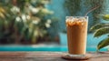 Iced Coffee in the Rain by the Pool Royalty Free Stock Photo