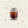 Iced coffee realism style vector illustration