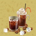 Iced coffee realism style vector illustration