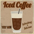 Iced coffee retro poster