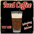 Iced coffee retro poster