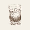 Iced coffee sketch style vector illustration