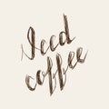 Iced coffee sketch style vector illustration calligraphy