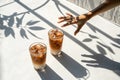 Iced Coffee Summer Refreshment and Shadows Royalty Free Stock Photo