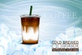 Iced coffee takeaway cup with ice background Royalty Free Stock Photo