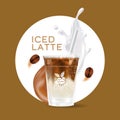 Iced coffee takeaway cup vector illustration, Iced latte Royalty Free Stock Photo