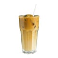 Iced of a coffee transparent cup on glass cup isolated white background