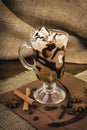 Iced coffee with whipped cream Royalty Free Stock Photo