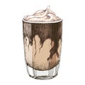 Iced Coffee with Whipped Cream and Chocolate Syrup Royalty Free Stock Photo