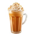Iced coffee with whipped cream and cinnamon topping in a glass Royalty Free Stock Photo