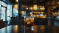 Iced Coffee Drink on Table in Cafe Bar with Bokeh Background Royalty Free Stock Photo