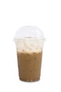 Iced espresso coffee in a plastic cup isolated on white background Royalty Free Stock Photo