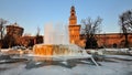 Iced fountain at Castello Sforzesco - Milan Royalty Free Stock Photo