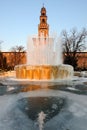 Iced fountain at Castello Sforzesco - Milan Royalty Free Stock Photo