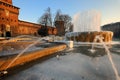 Iced fountain at Castello Sforzesco - Milan Royalty Free Stock Photo