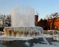 Iced fountain at Castello Sfozesco - Milan - Italy Royalty Free Stock Photo