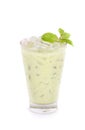 Iced green tea latte in a glass Royalty Free Stock Photo