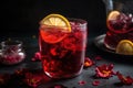 Iced Hibiscus Tea With A Lemon Wedge. Generative AI Royalty Free Stock Photo