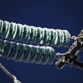 Iced high voltage wires Royalty Free Stock Photo