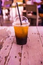 Iced Honey Lemon Oolong in Plastic Glass Royalty Free Stock Photo