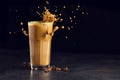 Iced latte coffee glass with splash Royalty Free Stock Photo
