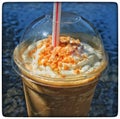 Iced latte with salted caramel Royalty Free Stock Photo