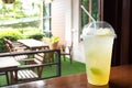 Iced lemon with honey and mint drink. Herbal beverage for refreshing