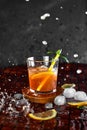 Iced lemon tea in motion concept. Royalty Free Stock Photo