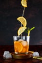 Iced lemon tea in motion concept. Royalty Free Stock Photo