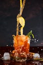 Iced lemon tea in motion concept. Royalty Free Stock Photo