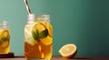 Iced lemon tea. Illustration AI Generative Royalty Free Stock Photo