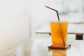 Iced lemon tea in plastic cup. Royalty Free Stock Photo