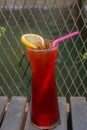 Iced lemon tea set on the table ready to serve. Royalty Free Stock Photo