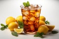 Iced Lemon Tea on white background