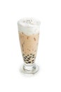 Iced milk tea with bubble frappucino isolated on white background Royalty Free Stock Photo