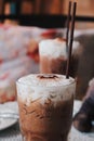 Iced Mocha Coffee in the Coffee shop Royalty Free Stock Photo