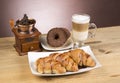 Iced mocha coffee with croissants Royalty Free Stock Photo