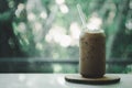 Iced mocha coffee in coffee shop Royalty Free Stock Photo