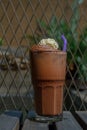 Mocha with ice cream set on the table ready to serve. Royalty Free Stock Photo