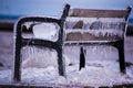 Iced over Park Bench