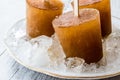 Iced tea, caramel and coffee popsicles on a stick Royalty Free Stock Photo