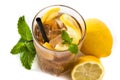 Iced tea drink with lemon in glass Royalty Free Stock Photo