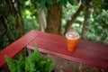 Iced tea, healthy drink in the natural area, beverage concept Royalty Free Stock Photo