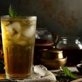 Iced tea with mint and ice