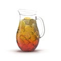 Iced tea in the pitcher. A jug of cold tea on white. 3D illustration Royalty Free Stock Photo