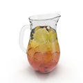 Iced tea in the pitcher. A jug of cold tea on white. 3D illustration Royalty Free Stock Photo