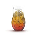 Iced tea in the pitcher. A jug of cold tea on white. 3D illustration Royalty Free Stock Photo